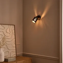 Spot*alinea Spot électrifié en acier et rotin - Noir