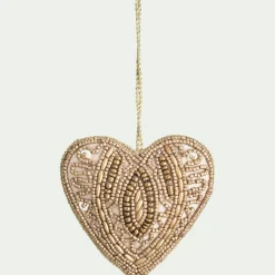 Suspension De Noël*alinea Suspension de Noël coeur en perles H10cm - Doré