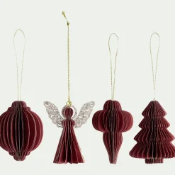 Suspension De Noël*alinea Suspension de Noël en papier H6cm - (modèle aléatoire) Rouge