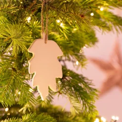 Suspension De Noël*alinea Suspension de Noël feuille en grès H11,43cm - Blanc