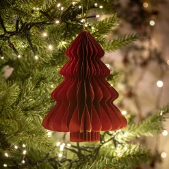 Suspension De Noël*alinea Suspension de Noël sapin en papier H8cm - Rouge