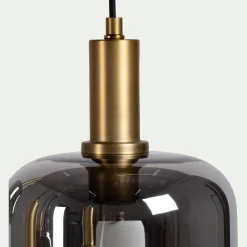 Lustre De Salle À Manger|Suspension Électrifiée*alinea Suspension en acier à 5 globes E27 en verre fumé H218cm - noir Doré