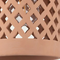 Luminaire Exterieur|Lampe Et Lampadaire D'Extérieur*alinea Suspension extérieure cylindrique ajourée en terre cuite - argile D15cm Rose