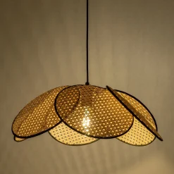 Lustre De Salle À Manger|Suspension Naturelle*alinea Suspension fleur électrifiée E27 en rotin D60cm - Naturel