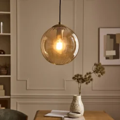 Suspension Électrifiée*alinea Suspension électrifié en verre et acier D25cm - Marron