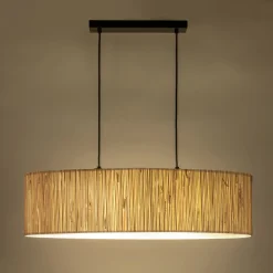 Lustre De Salle À Manger|Suspension Naturelle*alinea Suspension électrifiée 2 ampoules en acier et algues H120cm - Naturel
