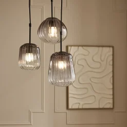 Suspension Électrifiée*alinea Suspension électrifiée avec 3 lampes en verre - Gris