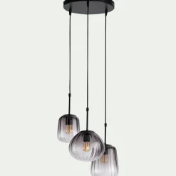 Suspension Électrifiée*alinea Suspension électrifiée avec 3 lampes en verre - Gris