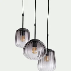 Suspension Électrifiée*alinea Suspension électrifiée avec 3 lampes en verre - Gris