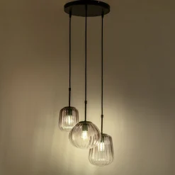 Suspension Électrifiée*alinea Suspension électrifiée avec 3 lampes en verre - Gris