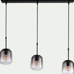 Suspension Électrifiée*alinea Suspension électrifiée avec 3 luminaires en verre - Gris