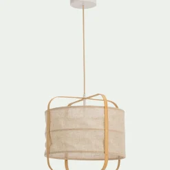 Lustre De Salle À Manger|Lustre*alinea Suspension électrifiée en lin et bambou D37cm - Beige