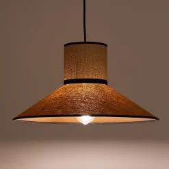 Suspension Naturelle|Suspension Électrifiée*alinea Suspension électrifiée en lin et papier D44cm - miel Jaune