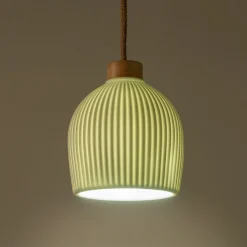 Suspension Électrifiée*alinea Suspension électrifiée en porcelaine striée D14,8cm - Blanc