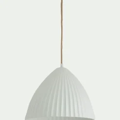Suspension Électrifiée*alinea Suspension électrifiée en porcelaine striée D29,3cm - Blanc