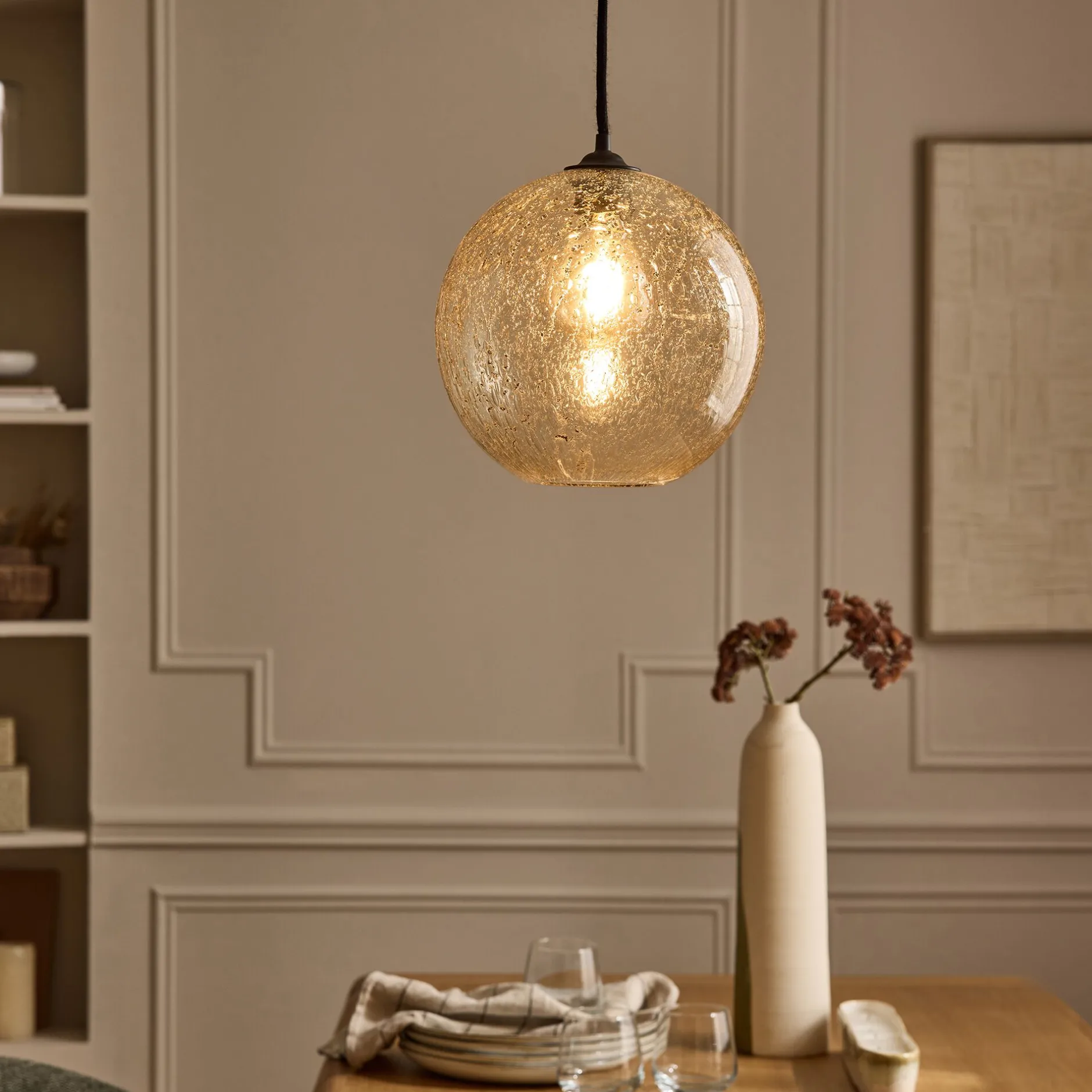 Suspension Électrifiée*alinea Suspension électrifiée en verre texturé D25cm - Transparent