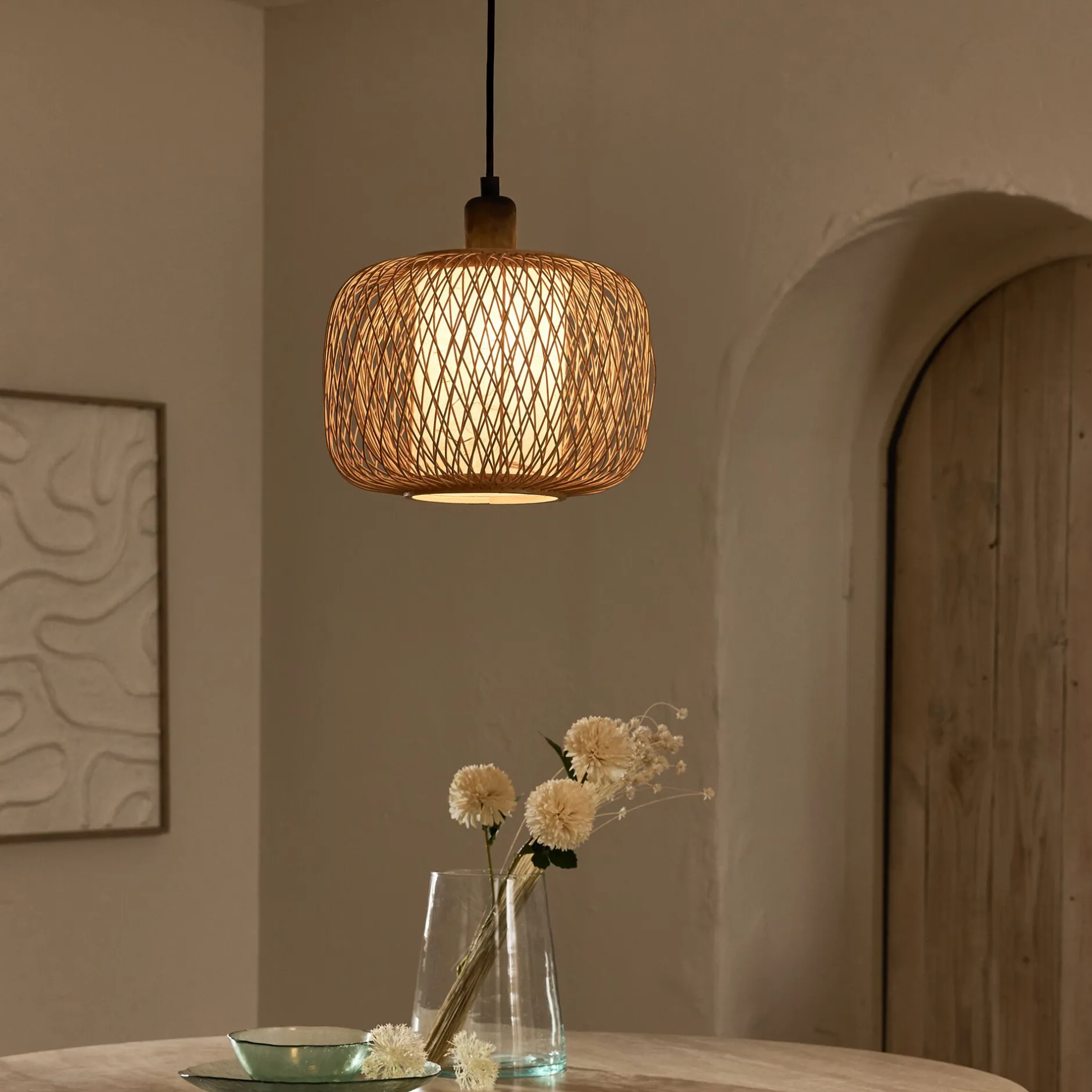 Suspension Naturelle|Suspension Non-Électrifiée*alinea Suspension non électrifiée en bambou et papier D29cm - Naturel