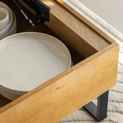 Table Basse*alinea Table basse avec plateau relevable en bois L110cm - Bois clair