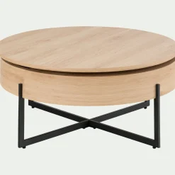 Table Basse*alinea Table basse avec plateau rotatif en bois - D85xH37,5cm Bois clair