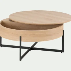 Table Basse*alinea Table basse avec plateau rotatif en bois - D85xH37,5cm Bois clair