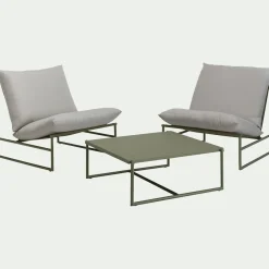 Table Basse Exterieur*alinea Table basse de jardin carrée en aluminium - Vert cèdre