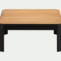 Table Basse Exterieur|Salon De Jardin Modulable*alinea Table basse de jardin carrée en teck et aluminium - noir
