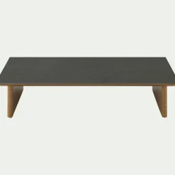 Table Basse Exterieur*alinea Table basse de jardin en aluminium effet bois et céramique - Noir