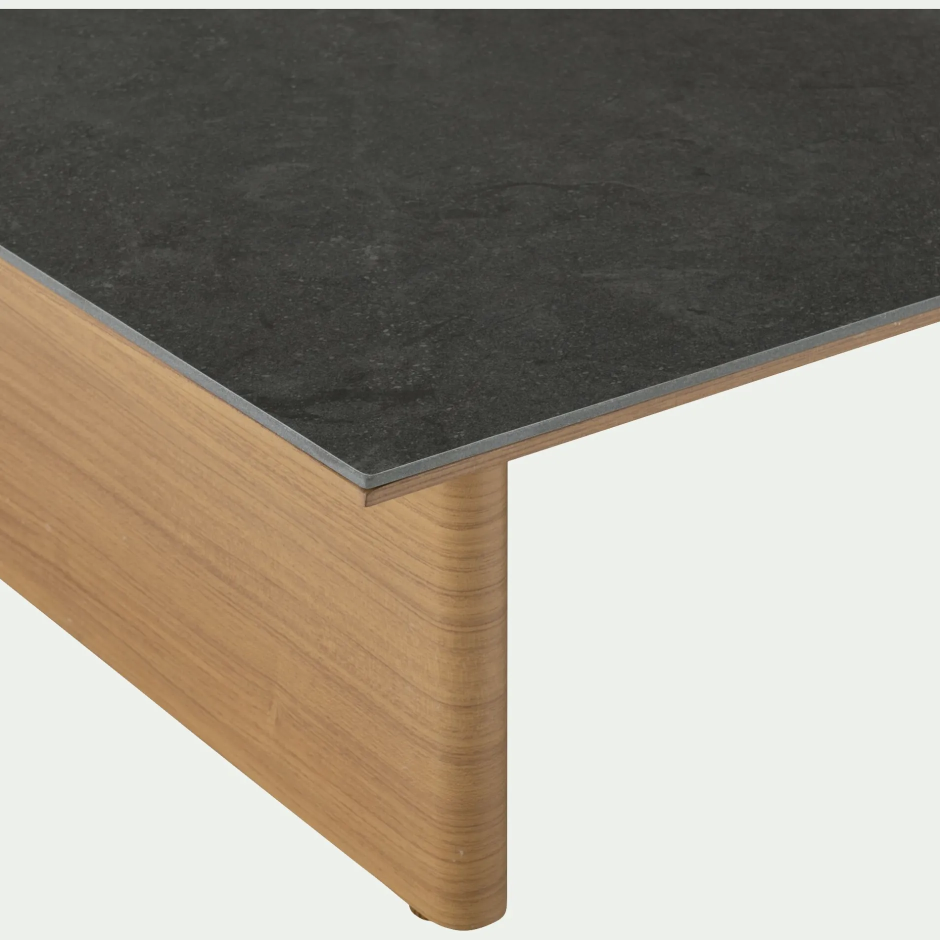 Table Basse Exterieur*alinea Table basse de jardin en aluminium effet bois et céramique - Noir