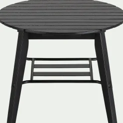 Table Basse Exterieur*alinea Table basse de jardin ronde en bois d'eucalyptus et aluminium - noir