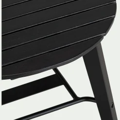 Table Basse Exterieur*alinea Table basse de jardin ronde en bois d'eucalyptus et aluminium - noir