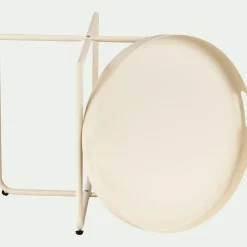 Table Basse Exterieur*alinea Table basse de jardin ronde en acier - Beige roucas