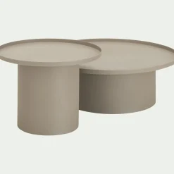 Table Basse Exterieur*alinea Table basse de jardin ronde en aluminium - beige