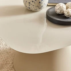 Table Basse*alinea Table basse en verre trempé et acier L70cm - écru Blanc