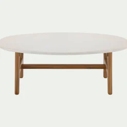 Table Basse*alinea Table basse ovale en bois L126xl70cm - Blanc