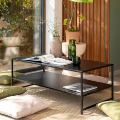 Table Basse*alinea Table basse rectangulaire en acier - Noir