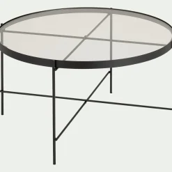 Table Basse*alinea Table basse ronde en acier et verre trempé - D72,6xH40cm Noir