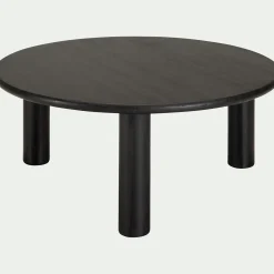 Table Basse*alinea Table basse ronde en bambou massif D80cm - Noir