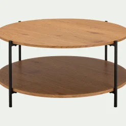 Table Basse*alinea Table basse ronde en bois et acier - Bois clair