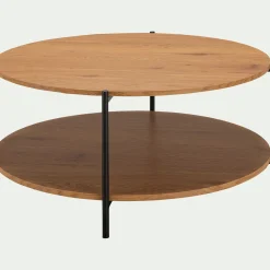 Table Basse*alinea Table basse ronde en bois et acier - Bois clair