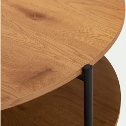 Table Basse*alinea Table basse ronde en bois et acier - Bois clair