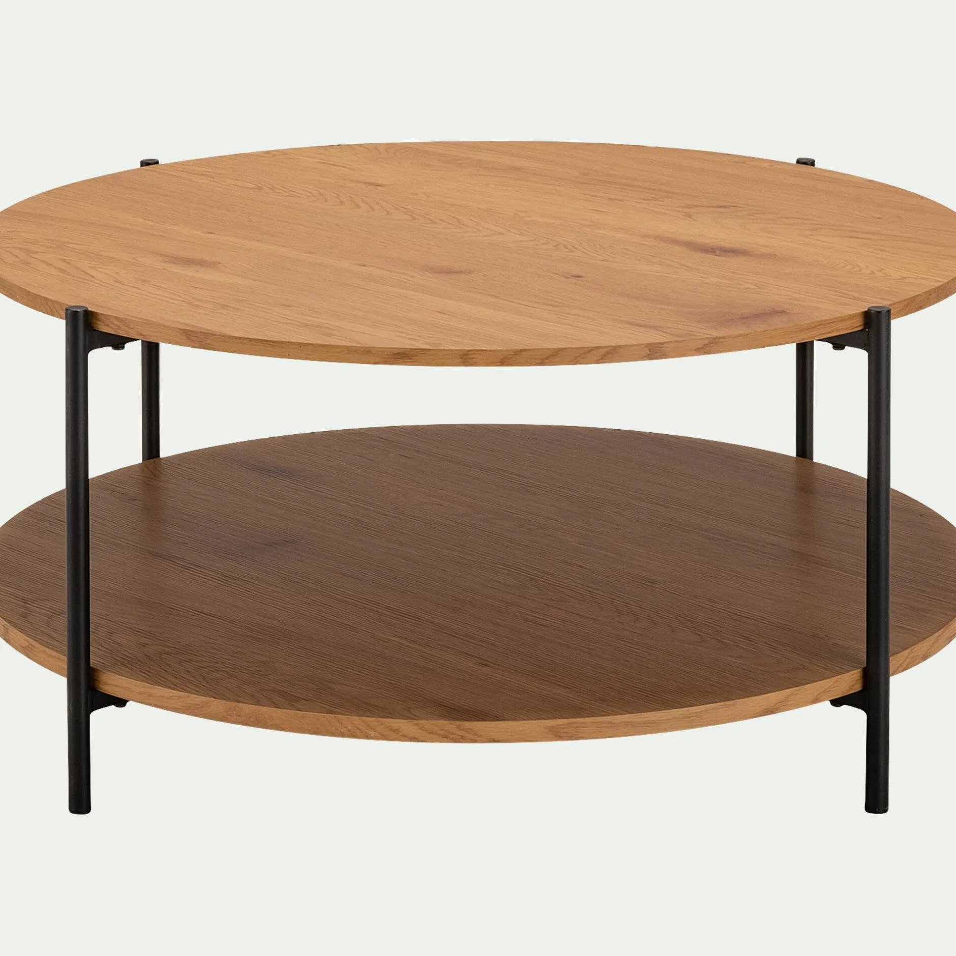 Table Basse*alinea Table basse ronde en bois et acier - Bois clair