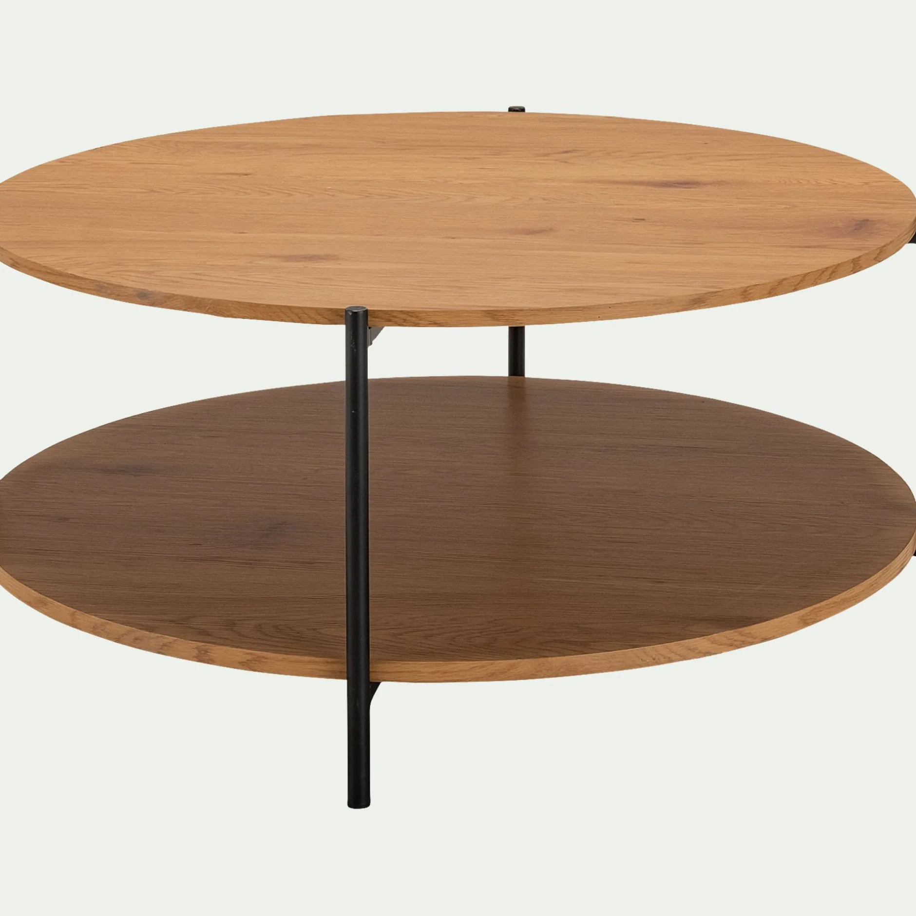 Table Basse*alinea Table basse ronde en bois et acier - Bois clair