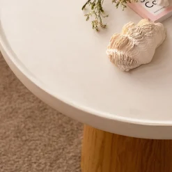 Table Basse*alinea Table basse ronde en chêne et béton - écru Blanc