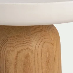 Table Basse*alinea Table basse ronde en chêne et béton - écru Blanc