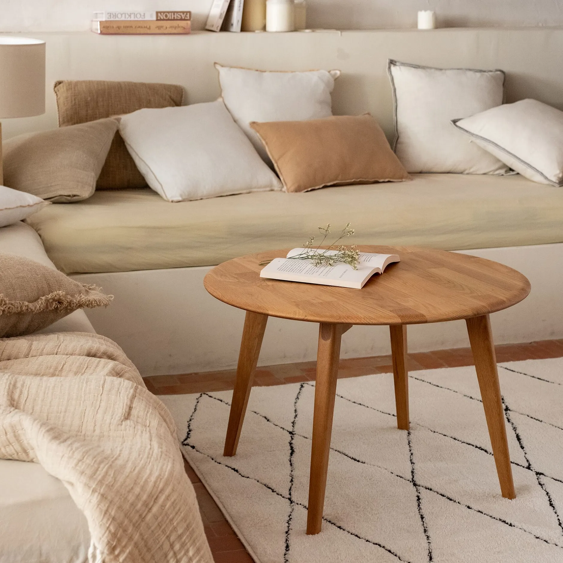 Table Basse*alinea Table basse ronde en chêne massif - Bois clair