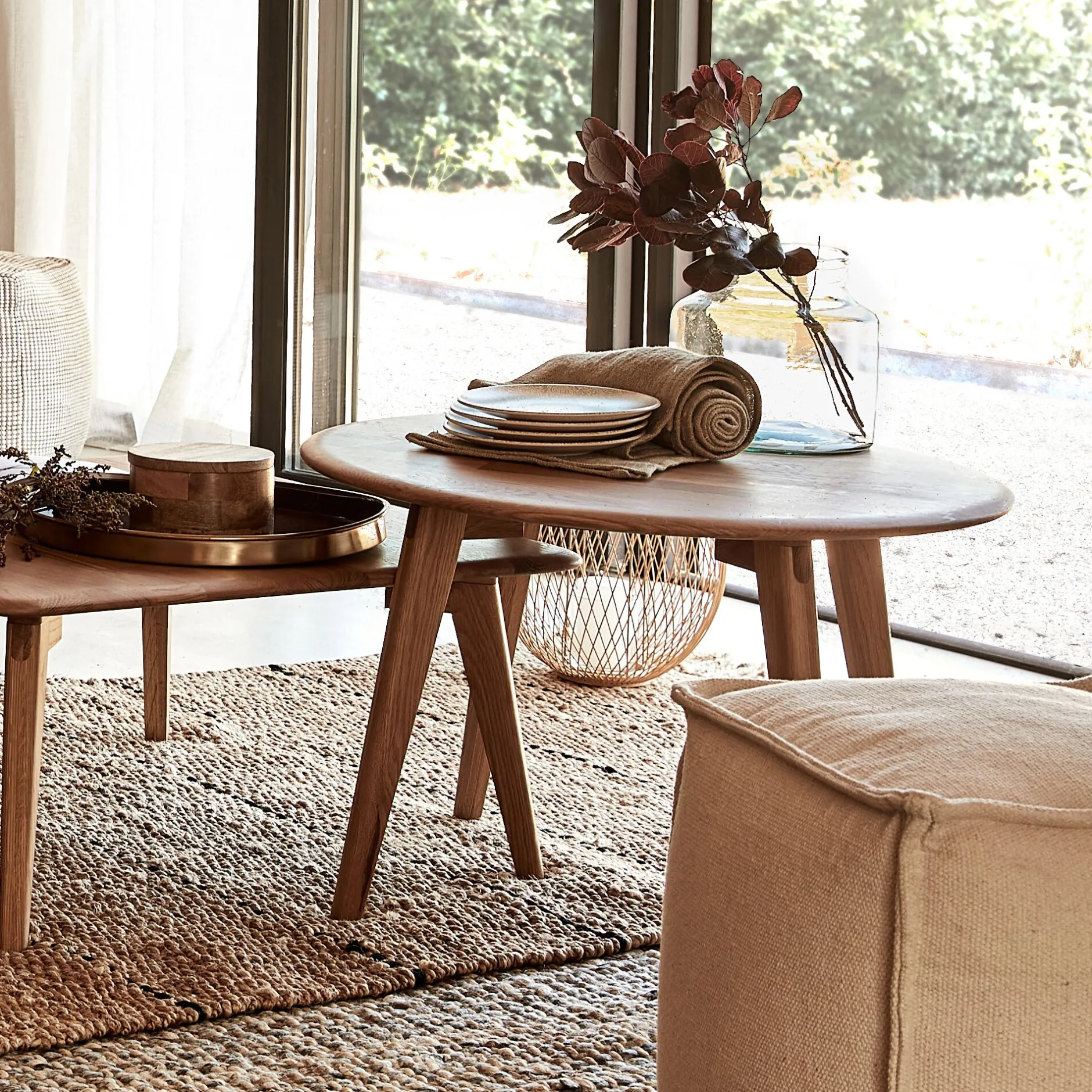 Table Basse*alinea Table basse ronde en chêne massif - Bois clair