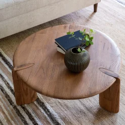 Table Basse*alinea Table basse ronde en chêne massif D81cm - Bois foncé