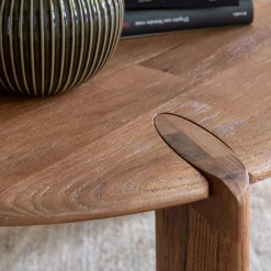 Table Basse*alinea Table basse ronde en chêne massif D81cm - Bois foncé