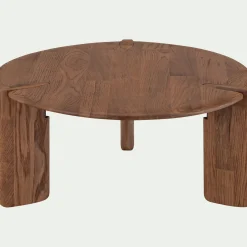 Table Basse*alinea Table basse ronde en chêne massif D81cm - Bois foncé