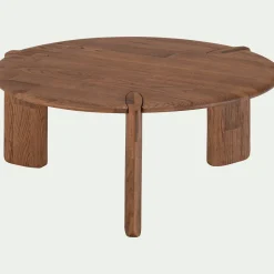 Table Basse*alinea Table basse ronde en chêne massif D81cm - Bois foncé